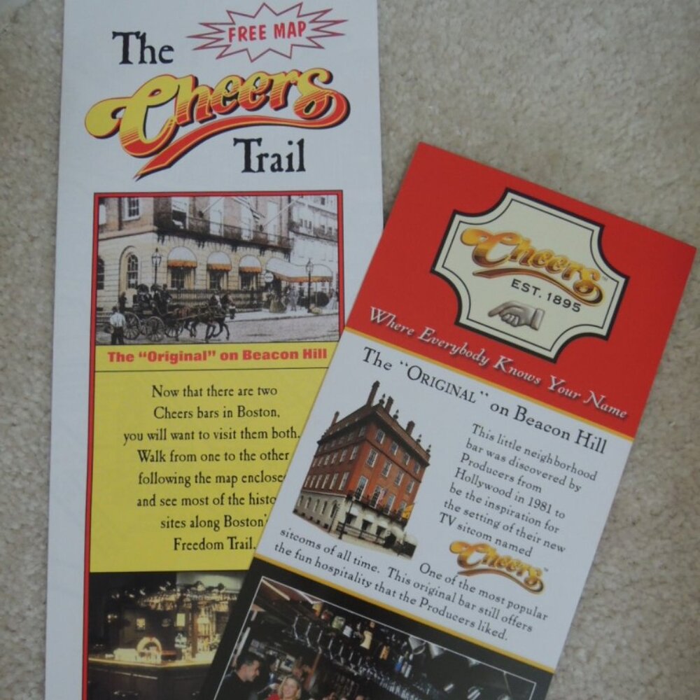 CHEERS OF BOSTON Beacon Hill SOUVENIR Cheers Trail Map + Brochure